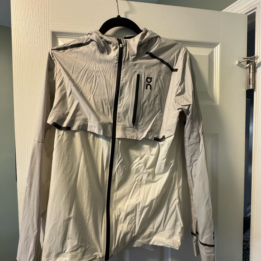 On Running Gray Weather Jacket with Black Trim